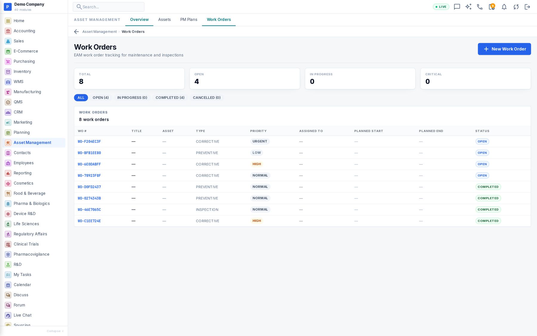 Asset Management in Operenta