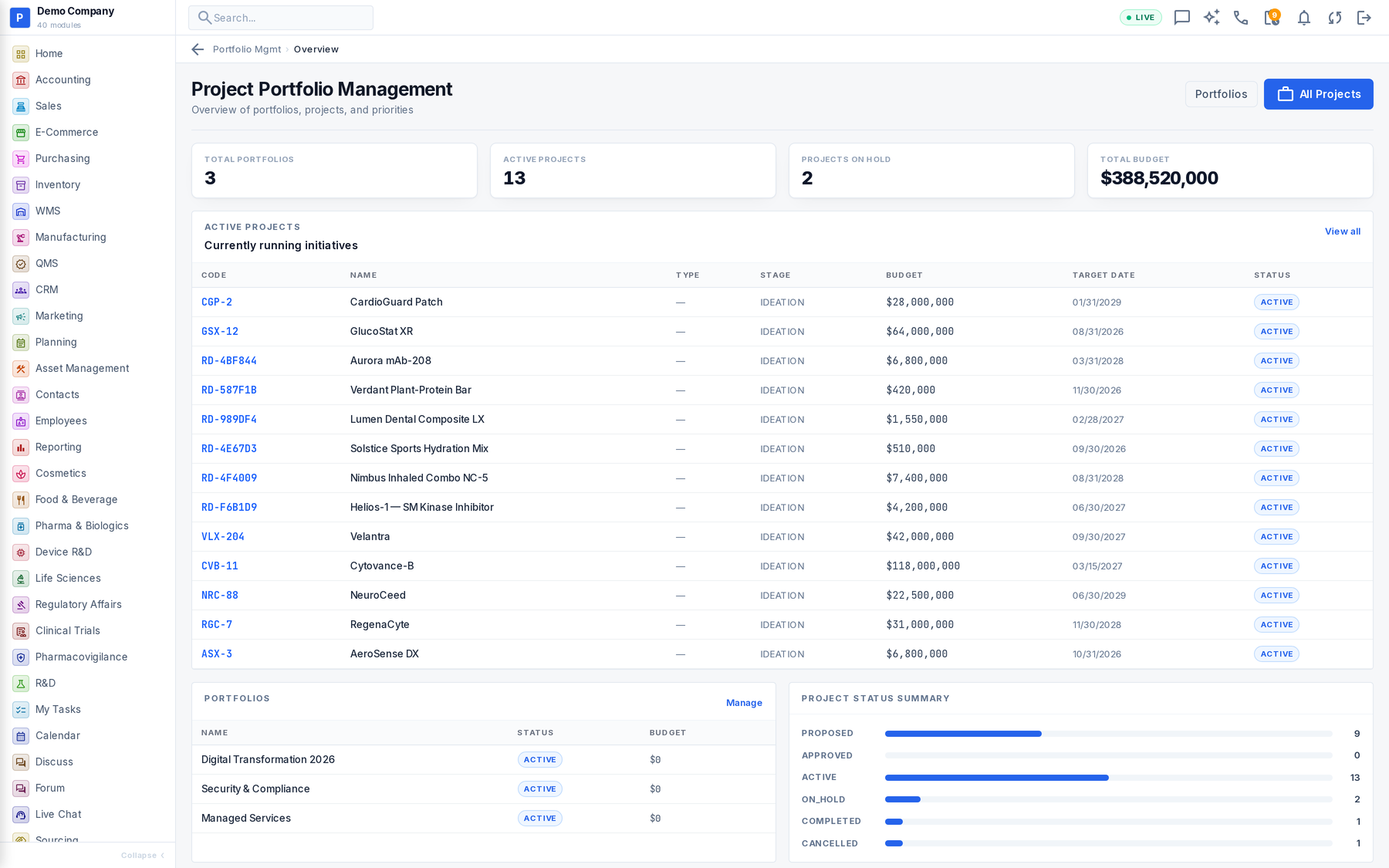 Portfolio Mgmt in Operenta