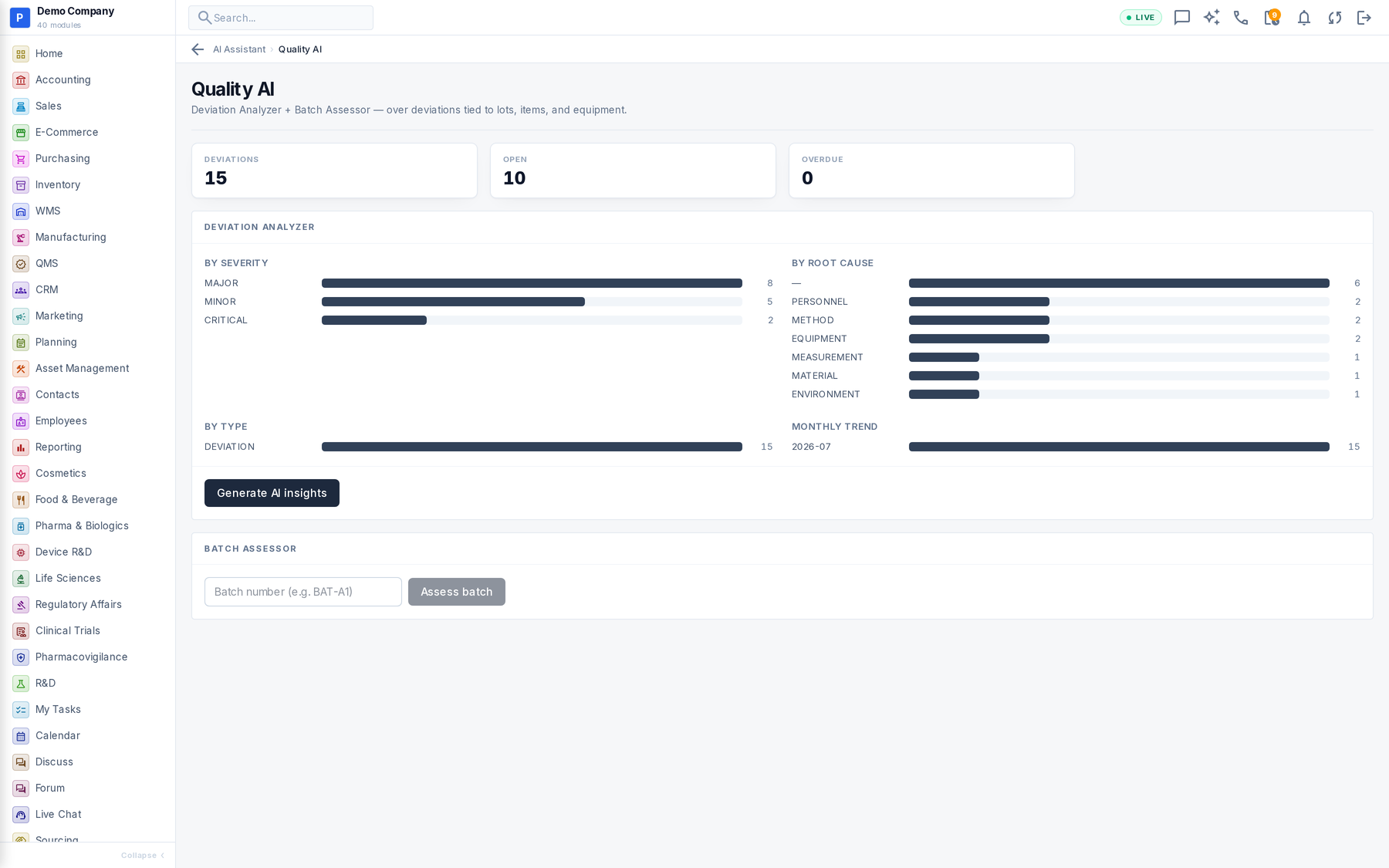 AI Assistant working screen