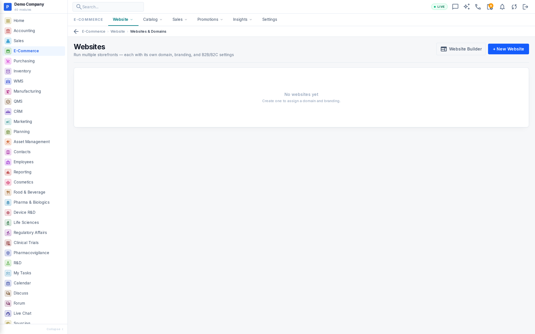 E-Commerce working screen