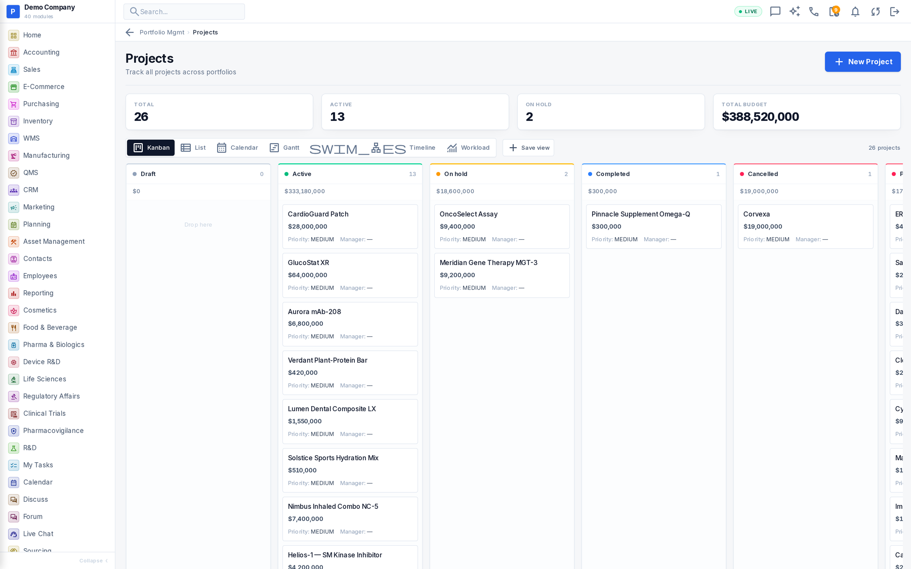 Portfolio Mgmt working screen