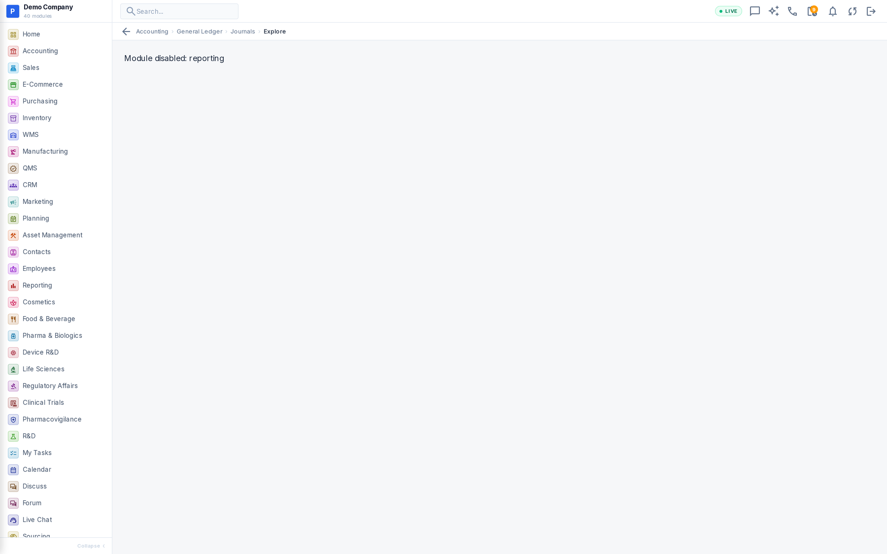 Reporting working screen
