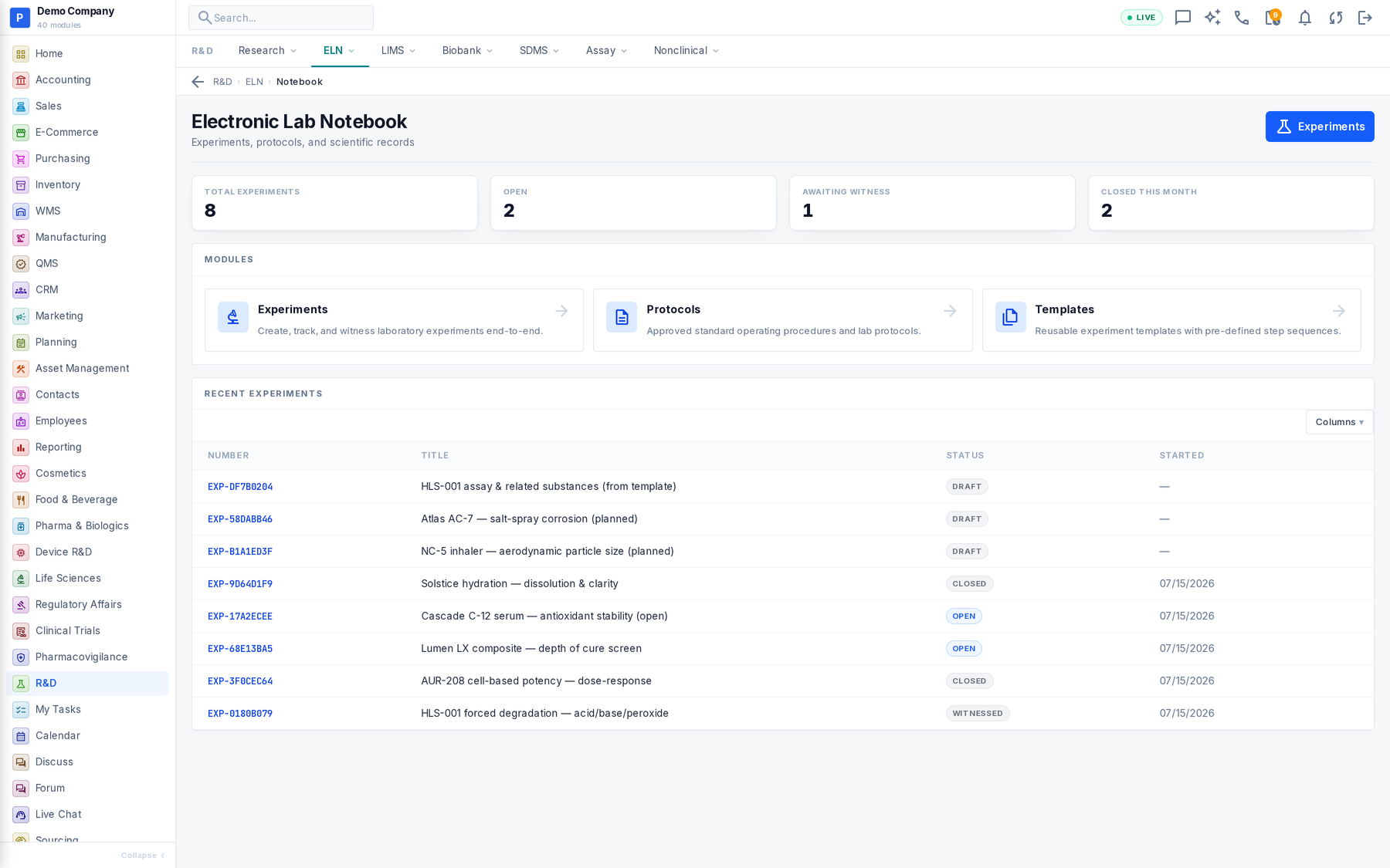 R&D working screen