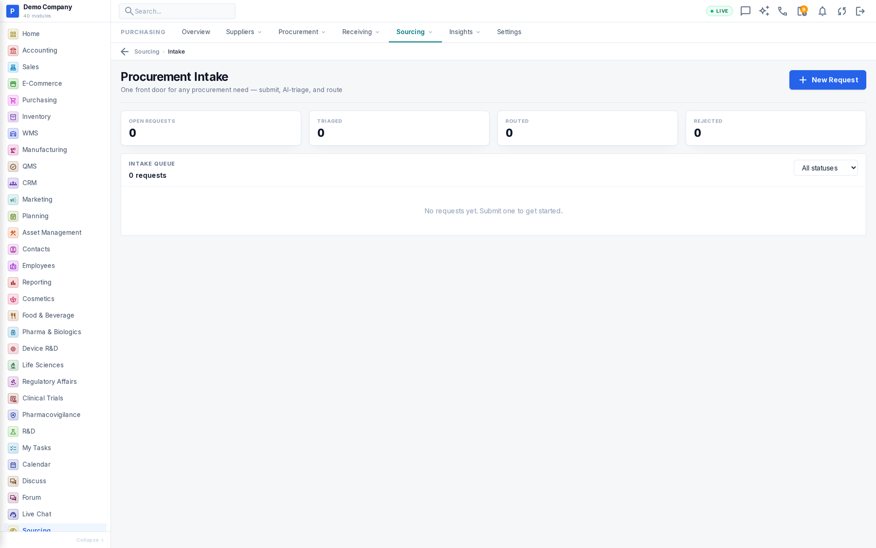 Sourcing working screen